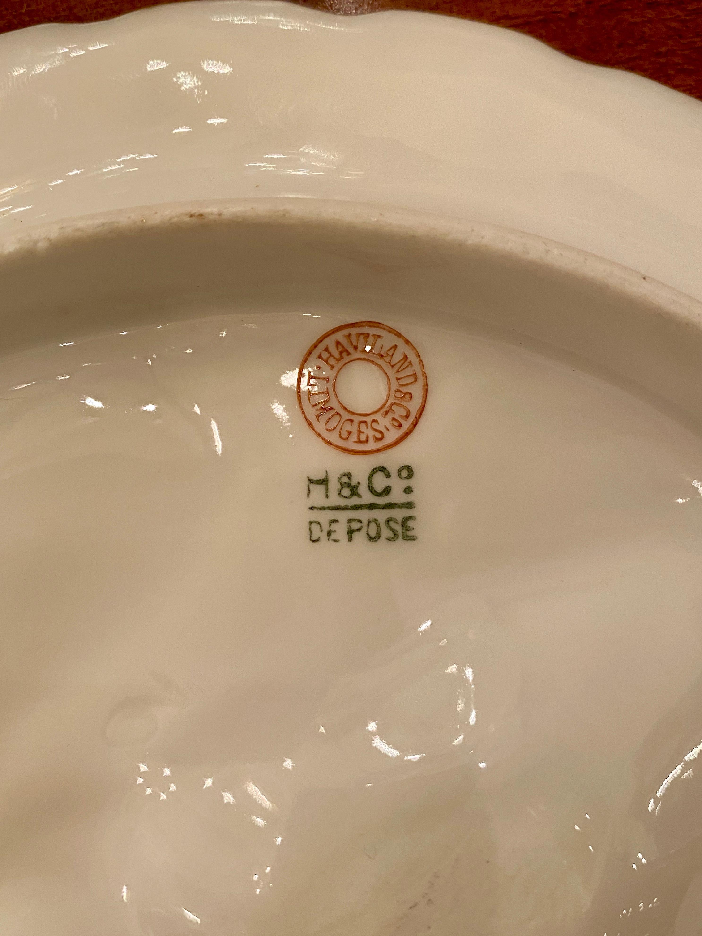 Antique French Limoges Porcelain Oyster Plate Signed 