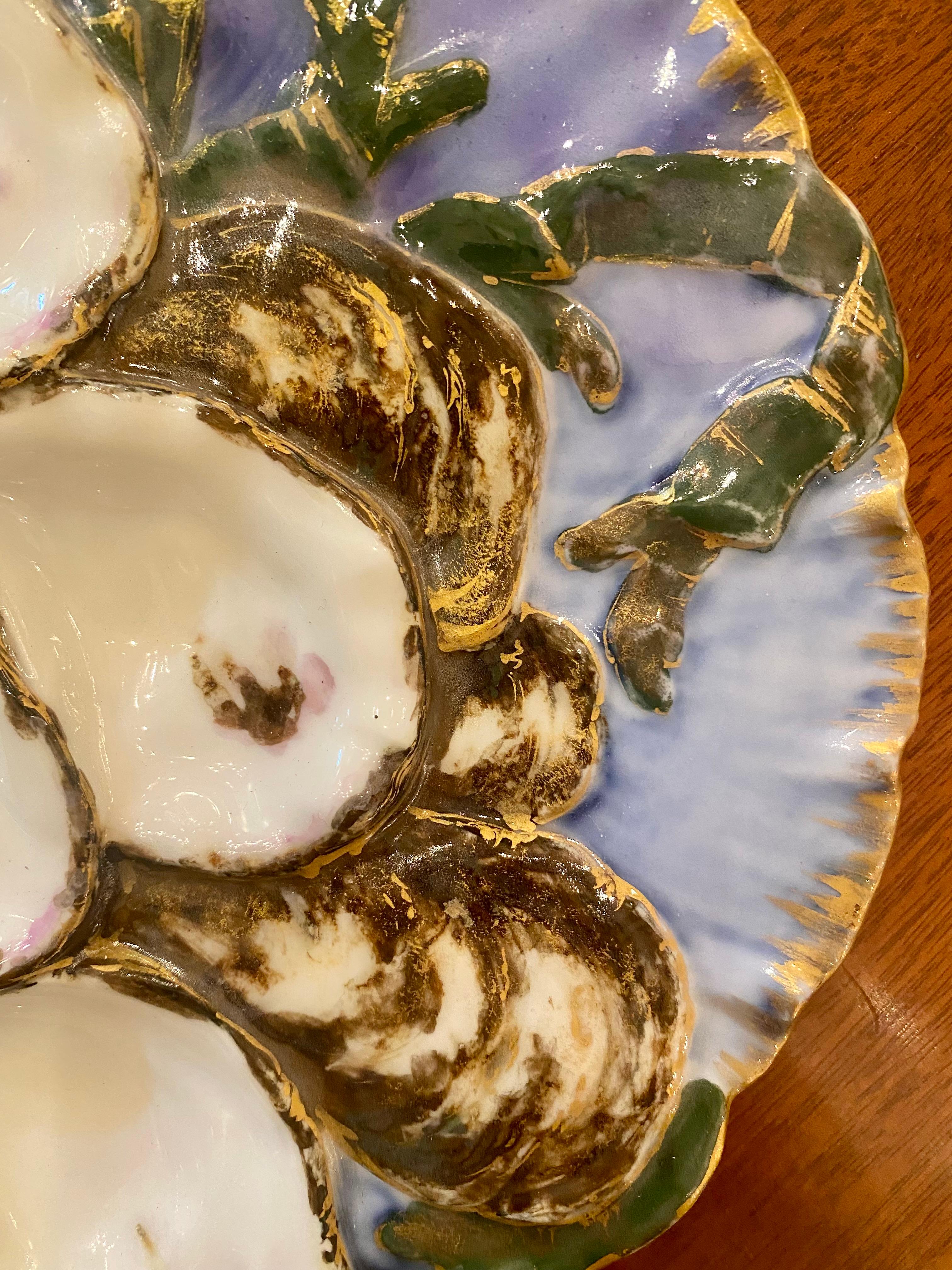 Antique French Limoges Porcelain Presidential Oyster Plate, Circa 1880-1890 In Good Condition In New Orleans, LA
