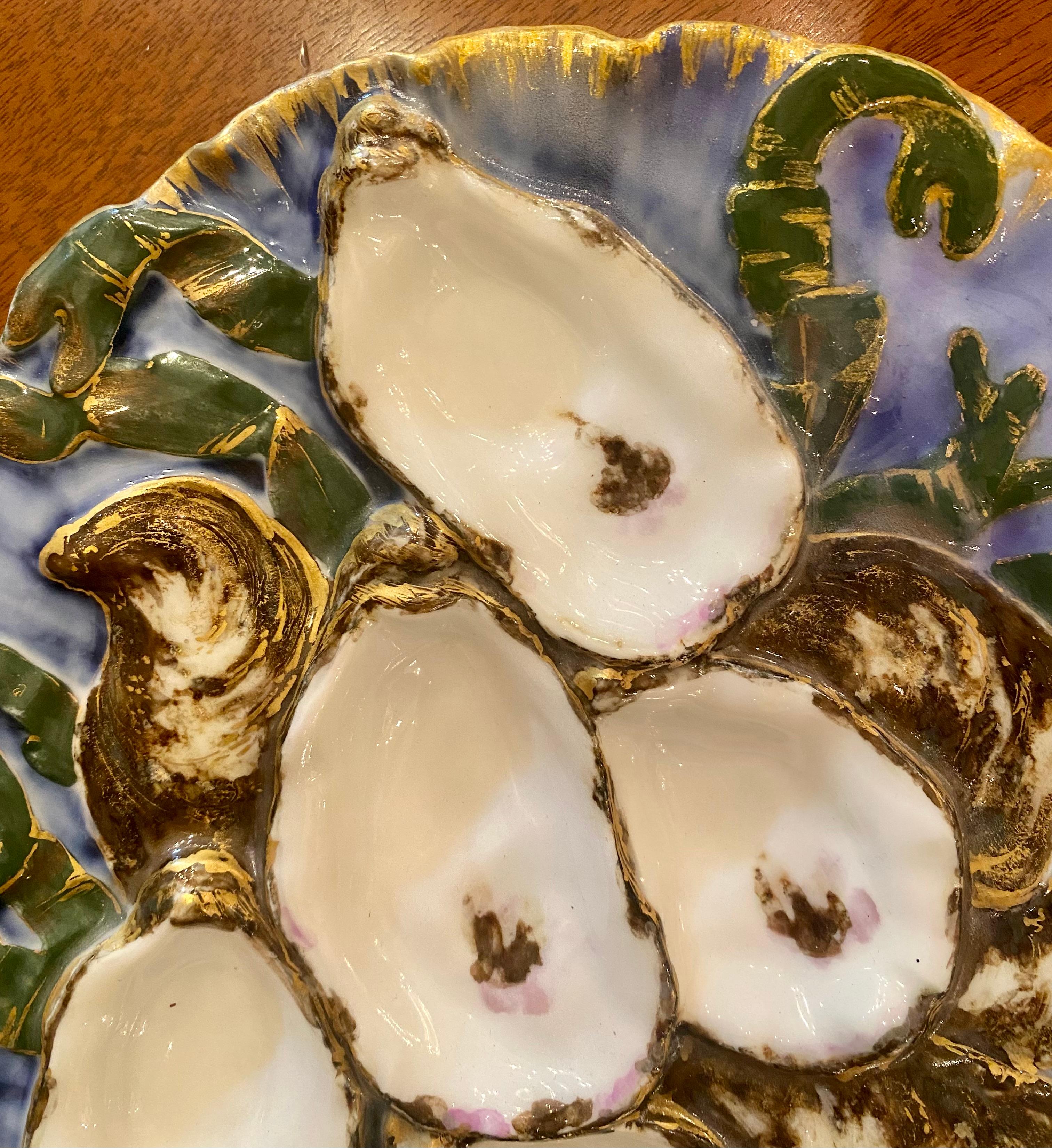 19th Century Antique French Limoges Porcelain Presidential Oyster Plate, Circa 1880-1890