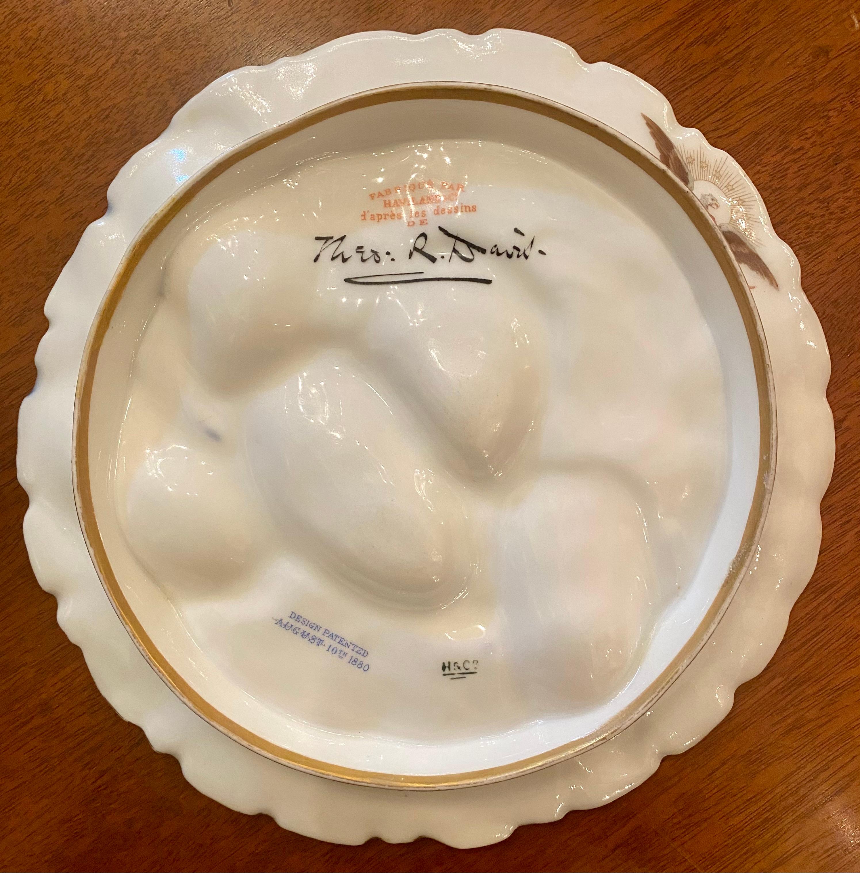 Antique French Limoges Porcelain Presidential Oyster Plate, Circa 1880-1890 1