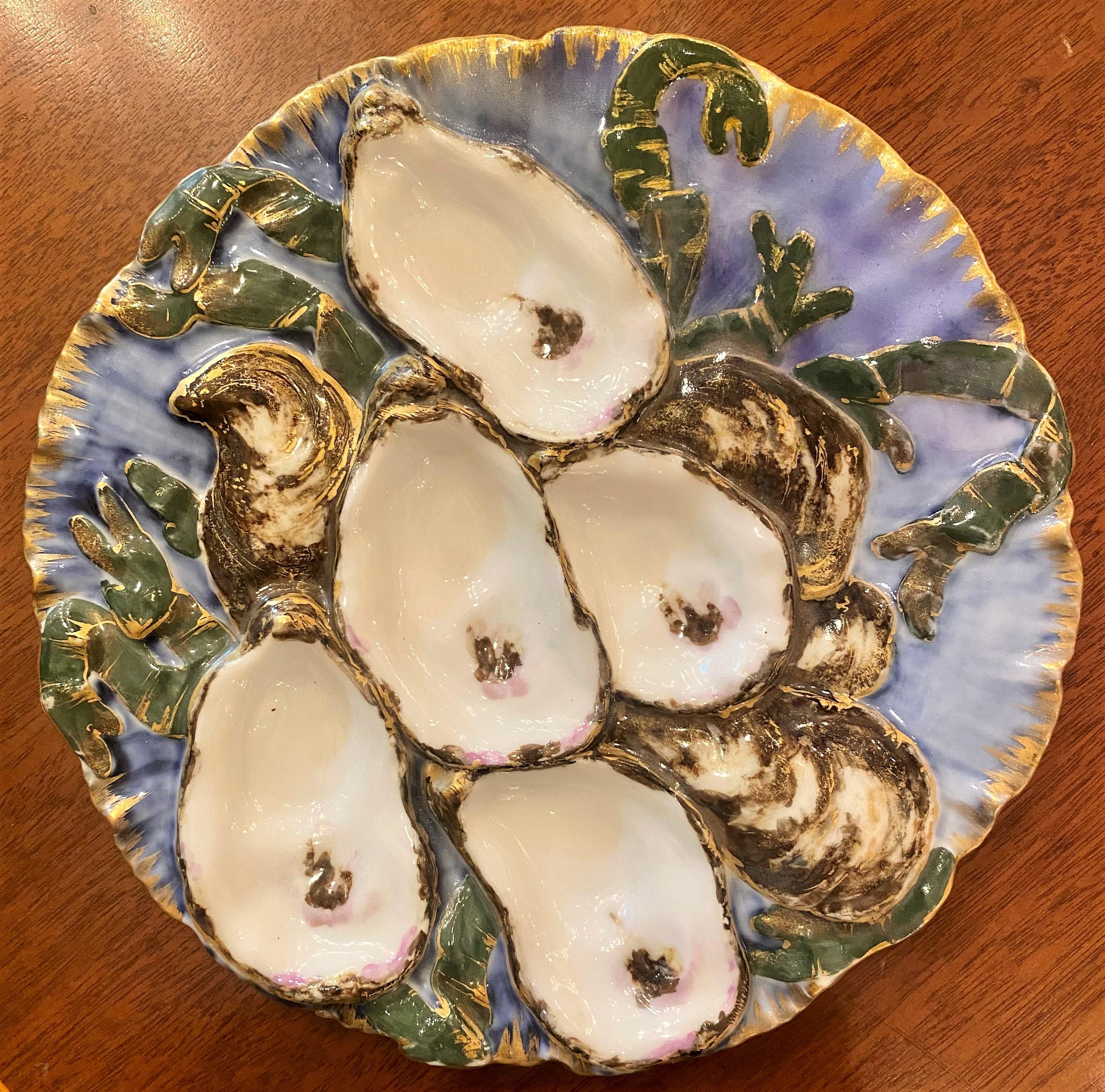 Antique French Limoges Porcelain Presidential Oyster Plate, Circa 1880-1890 5