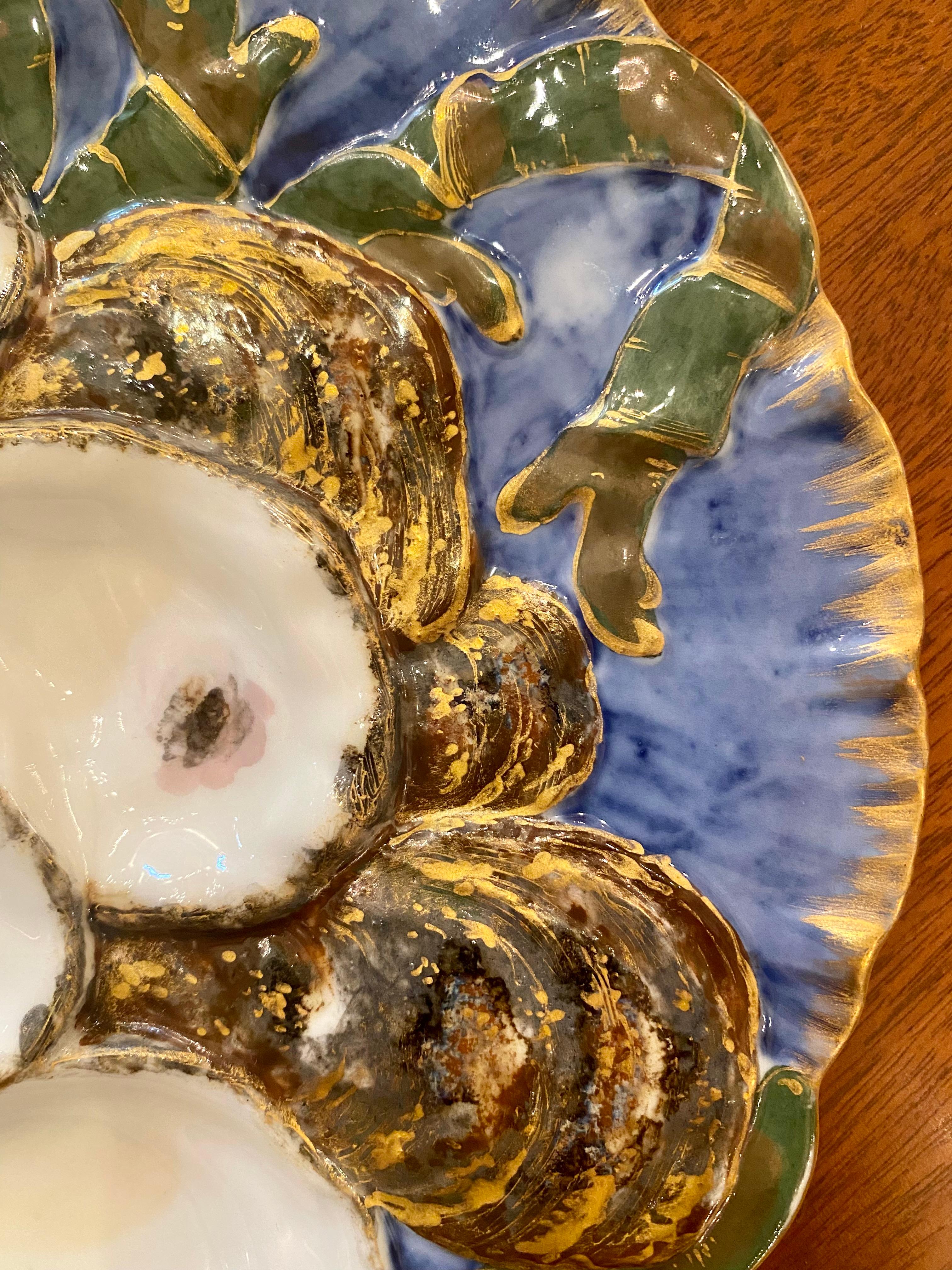 Antique French Limoges Porcelain Presidential Oyster Plate, circa 1880's In Good Condition In New Orleans, LA