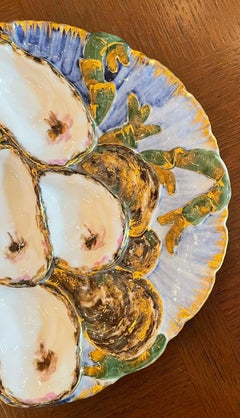 Antique French Limoges Porcelain Presidential "Turkey" Oyster Plate, Circa 1890.