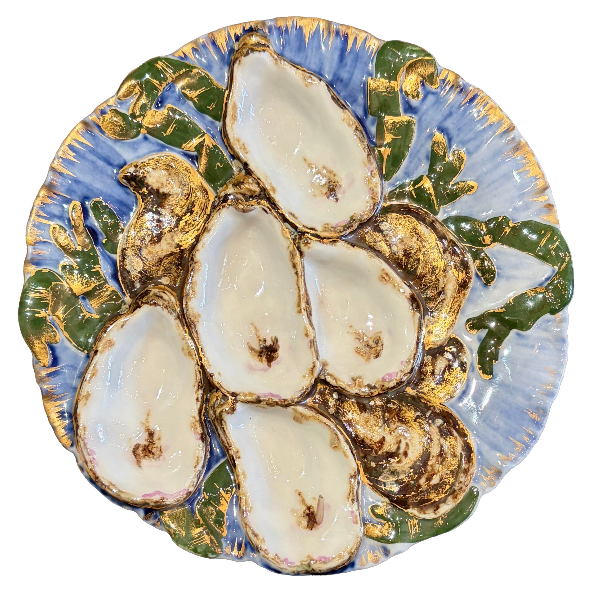 Antique French Limoges Porcelain Presidential "Turkey" Oyster Plate, Circa 1890.