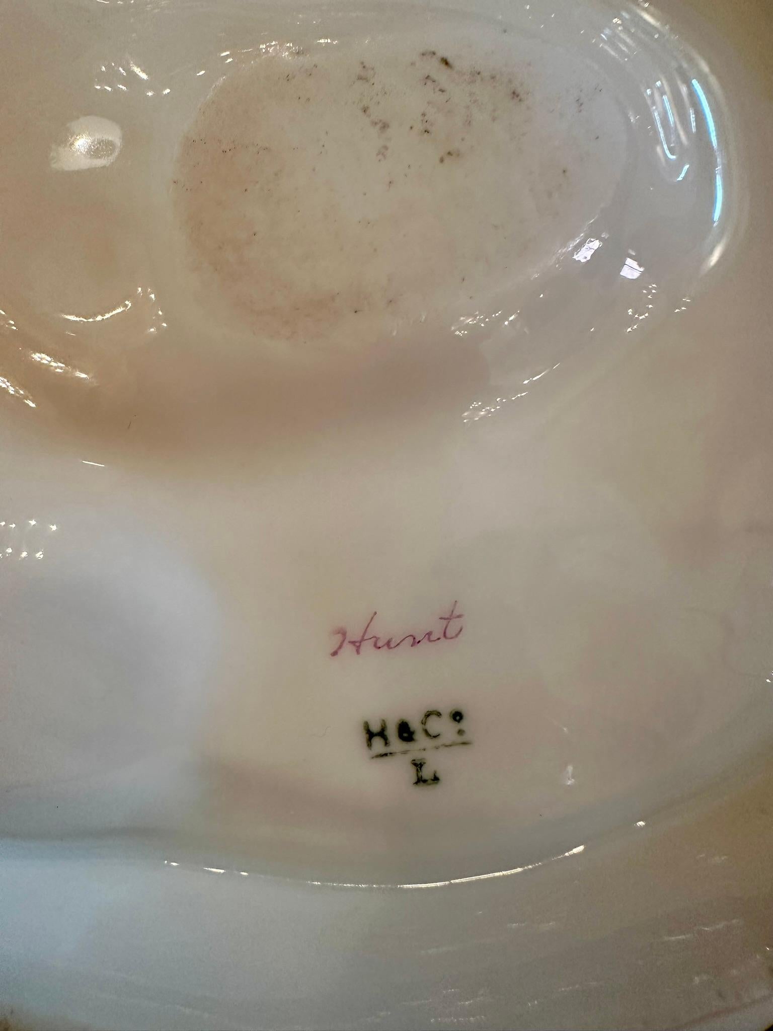 Antique French Limoges Porcelain Turkey Pattern Oyster Plate, Circa 1880's. For Sale 2