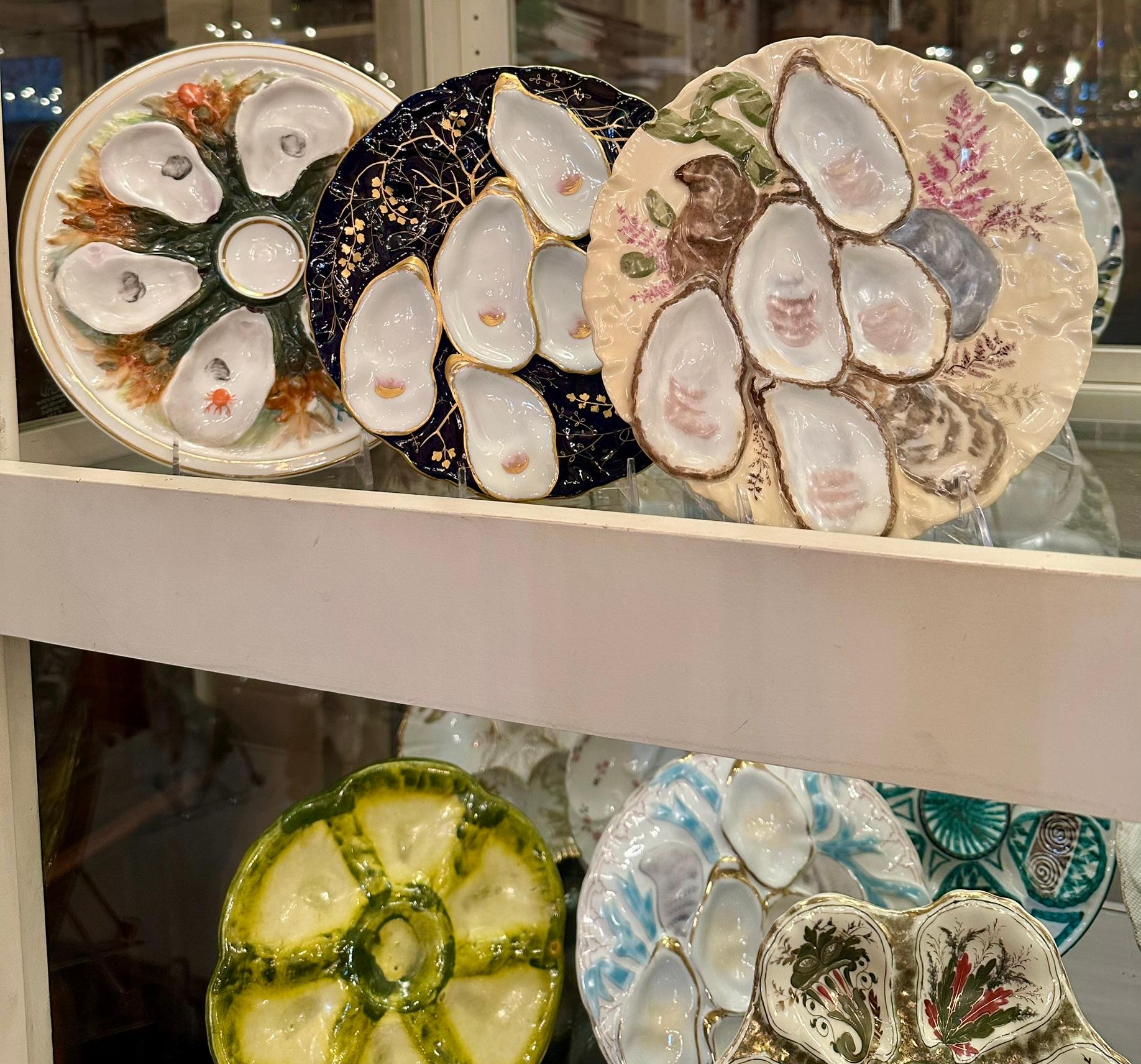 Antique French Limoges Porcelain Turkey Pattern Oyster Plate, Circa 1880's. For Sale 3
