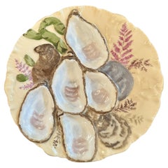Antique French Limoges Porcelain Turkey Pattern Oyster Plate, Circa 1880's.