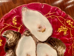 Antique French Limoges Porcelain Turkey Pattern Oyster Plate, circa 1890s