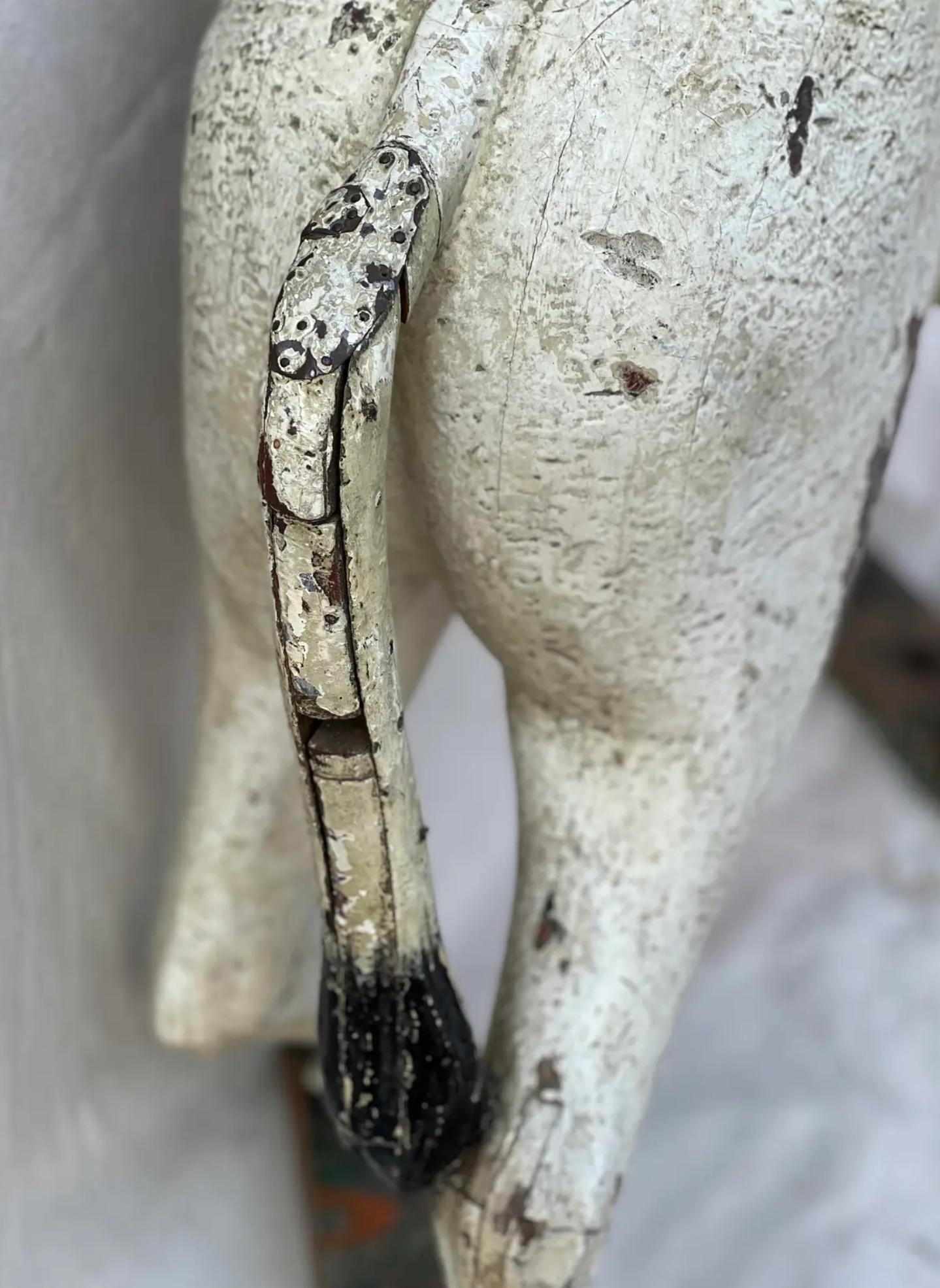 Antique French Limonaire Frères Signed Carved Painted Wood Carousel Donkey Ride For Sale 4