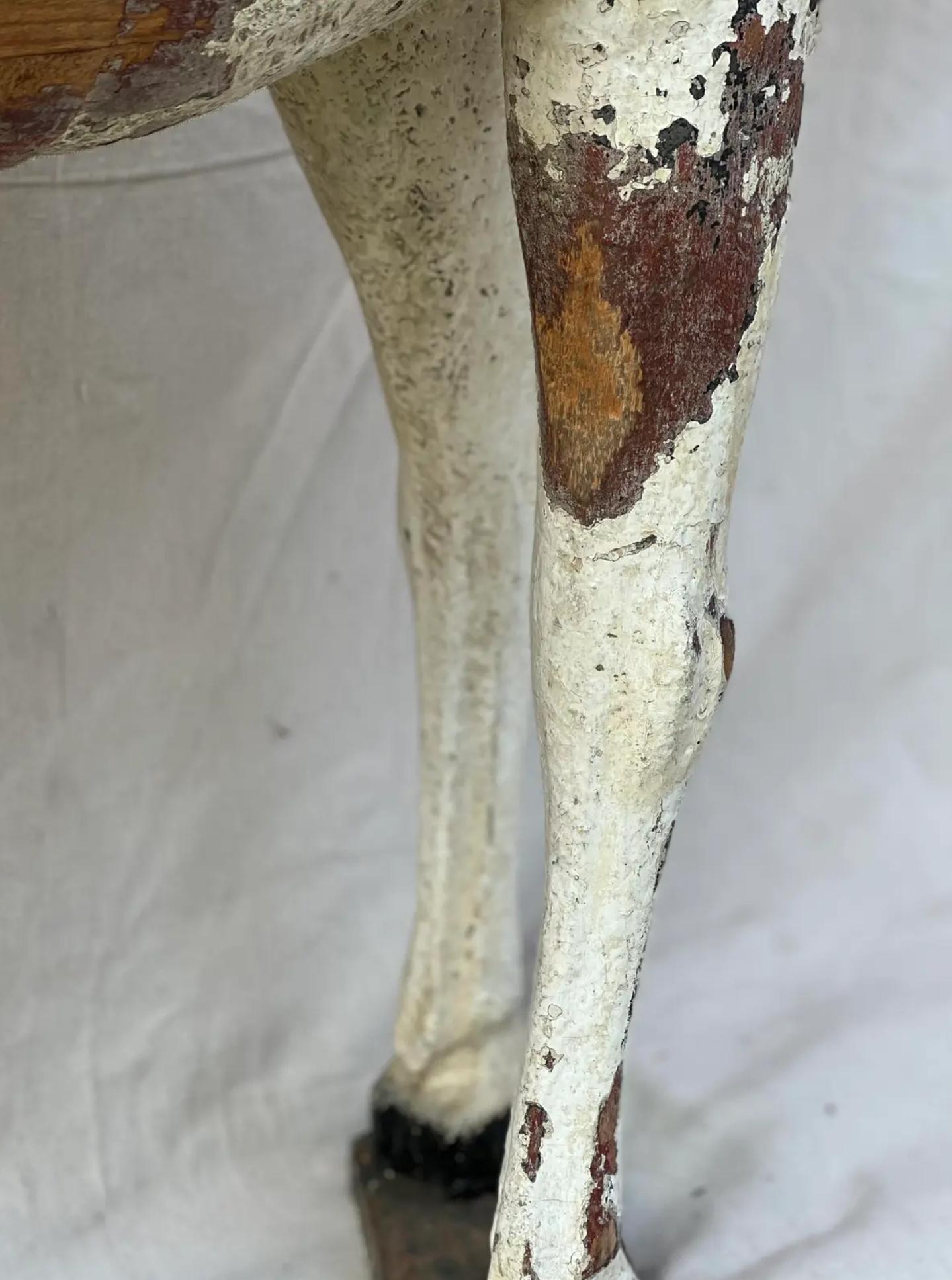 Antique French Limonaire Frères Signed Carved Painted Wood Carousel Donkey Ride For Sale 5
