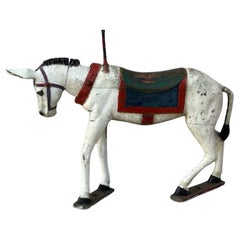 Antiquité Française Limonaire Frères Signé Carousel en Bois Peint et Sculpté Manège d'ânes