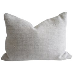 Vintage French Linen Textile Pillow with Seam