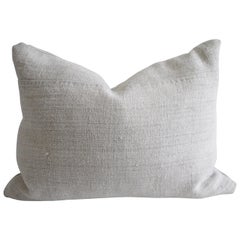 Used French Linen Textile Pillow with Seam