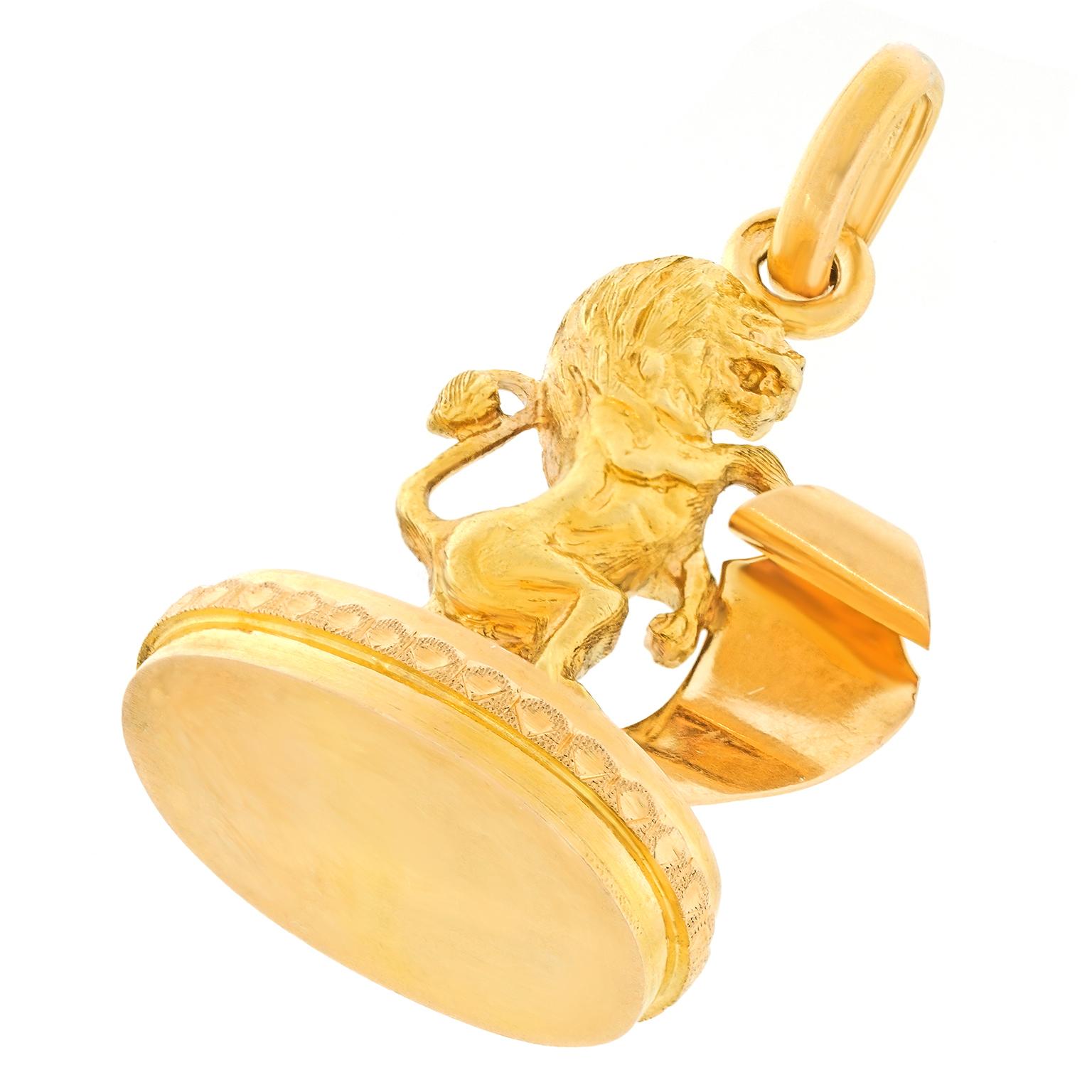 Antique French Lion Fob, 18k In condizioni ottime in vendita a Litchfield, CT