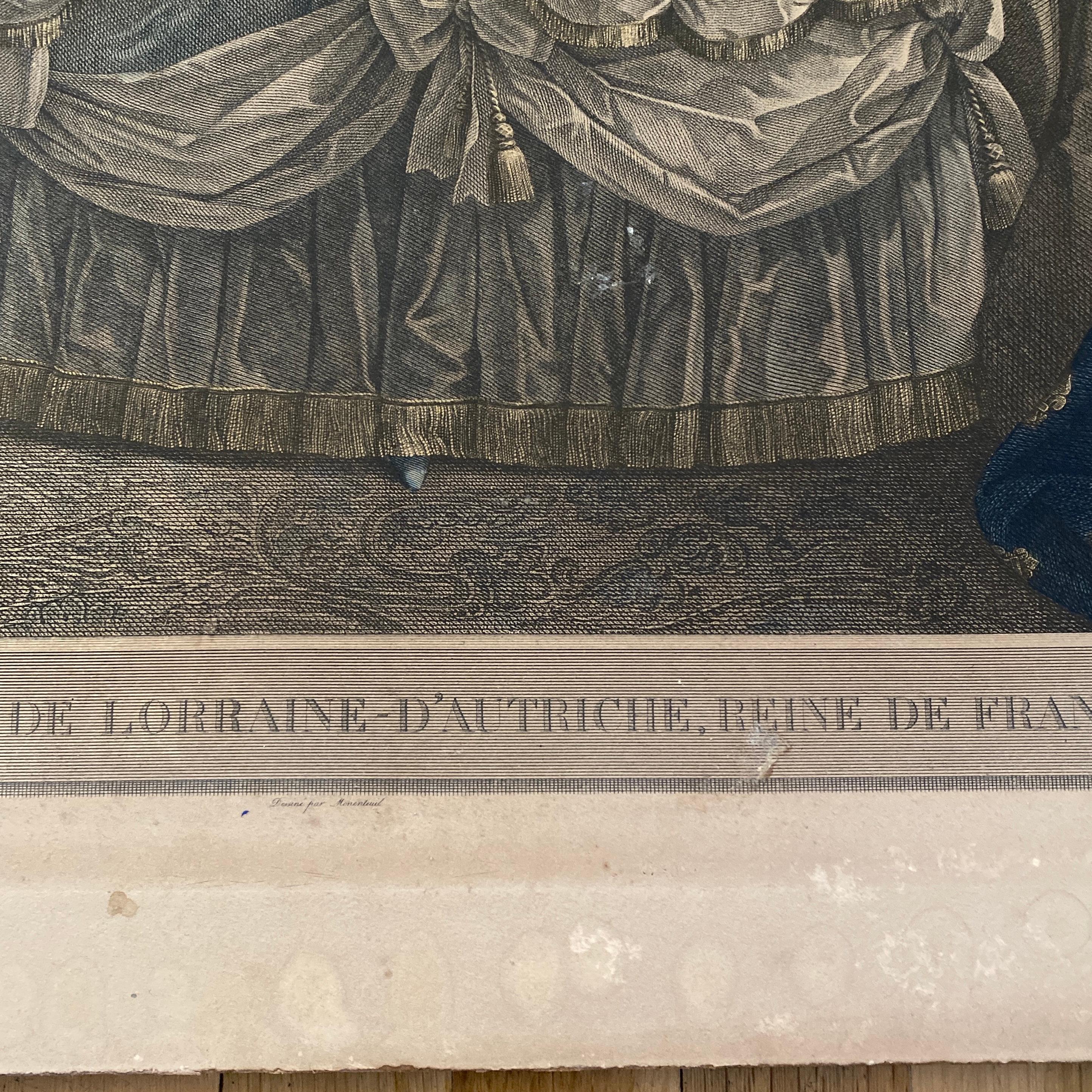 Antique French Lithograph Portrait of Marie Antoinette and Louis The Sixteenth 5
