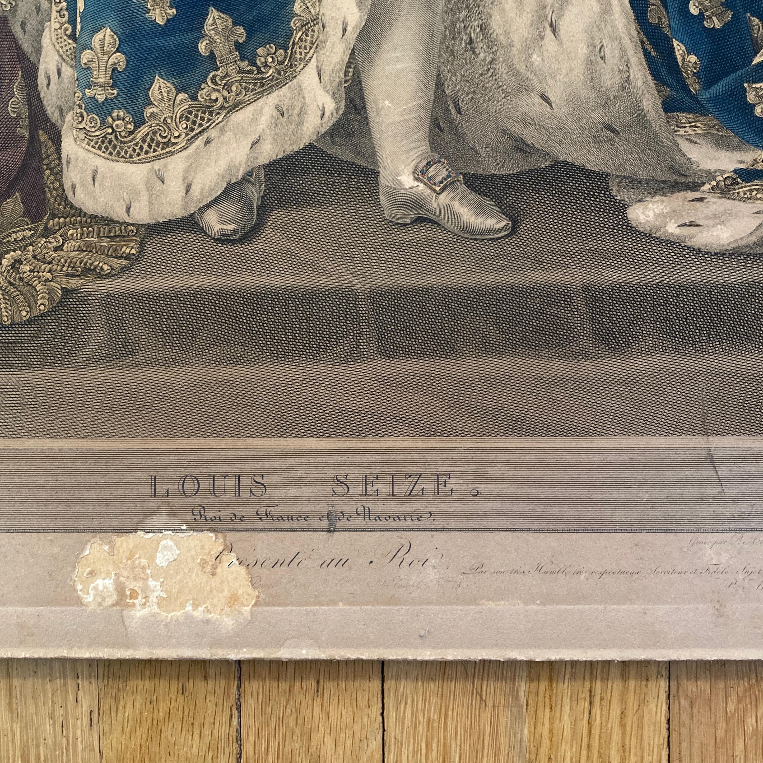 Paper Antique French Lithograph Portrait of Marie Antoinette and Louis The Sixteenth