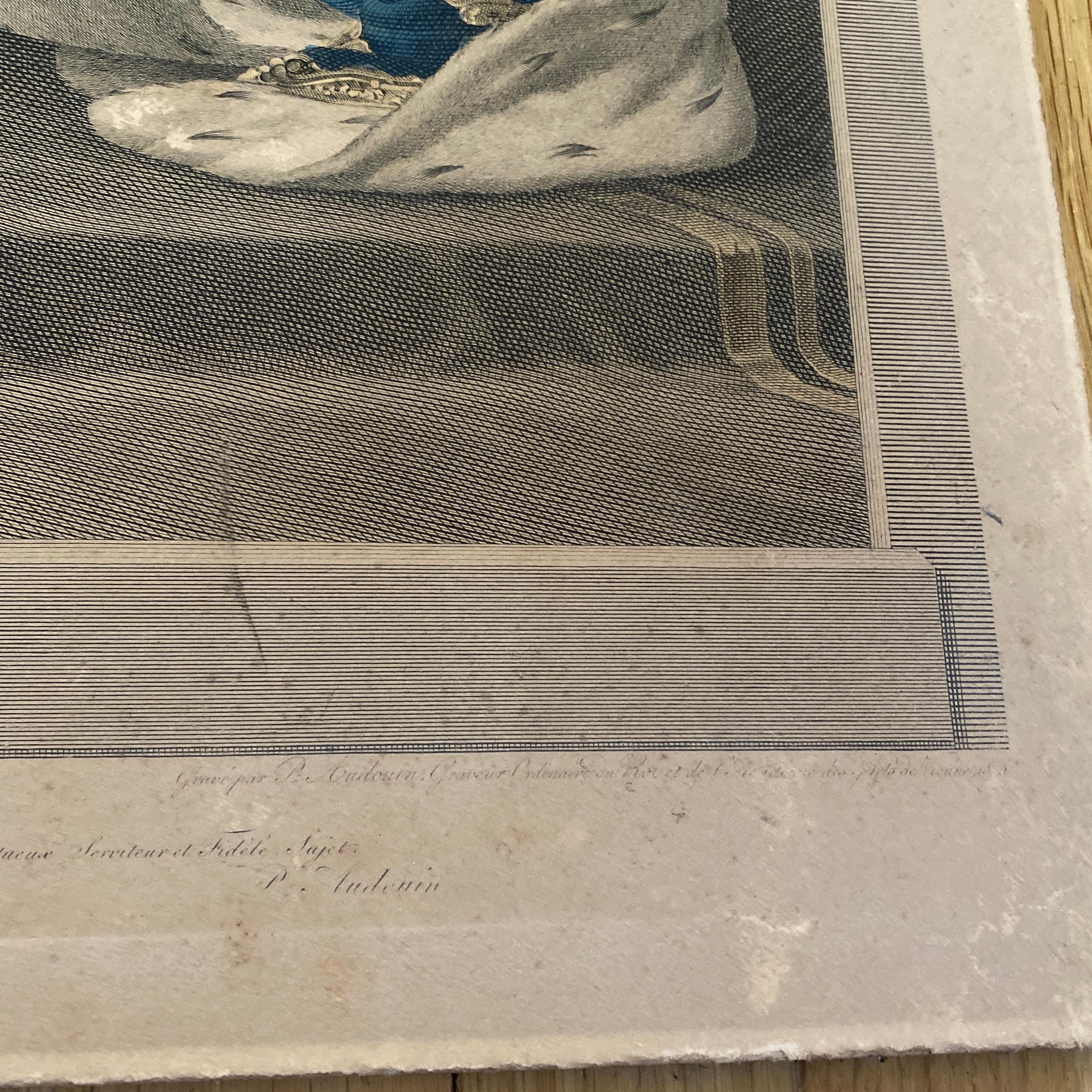 Antique French Lithograph Portrait of Marie Antoinette and Louis The Sixteenth 3
