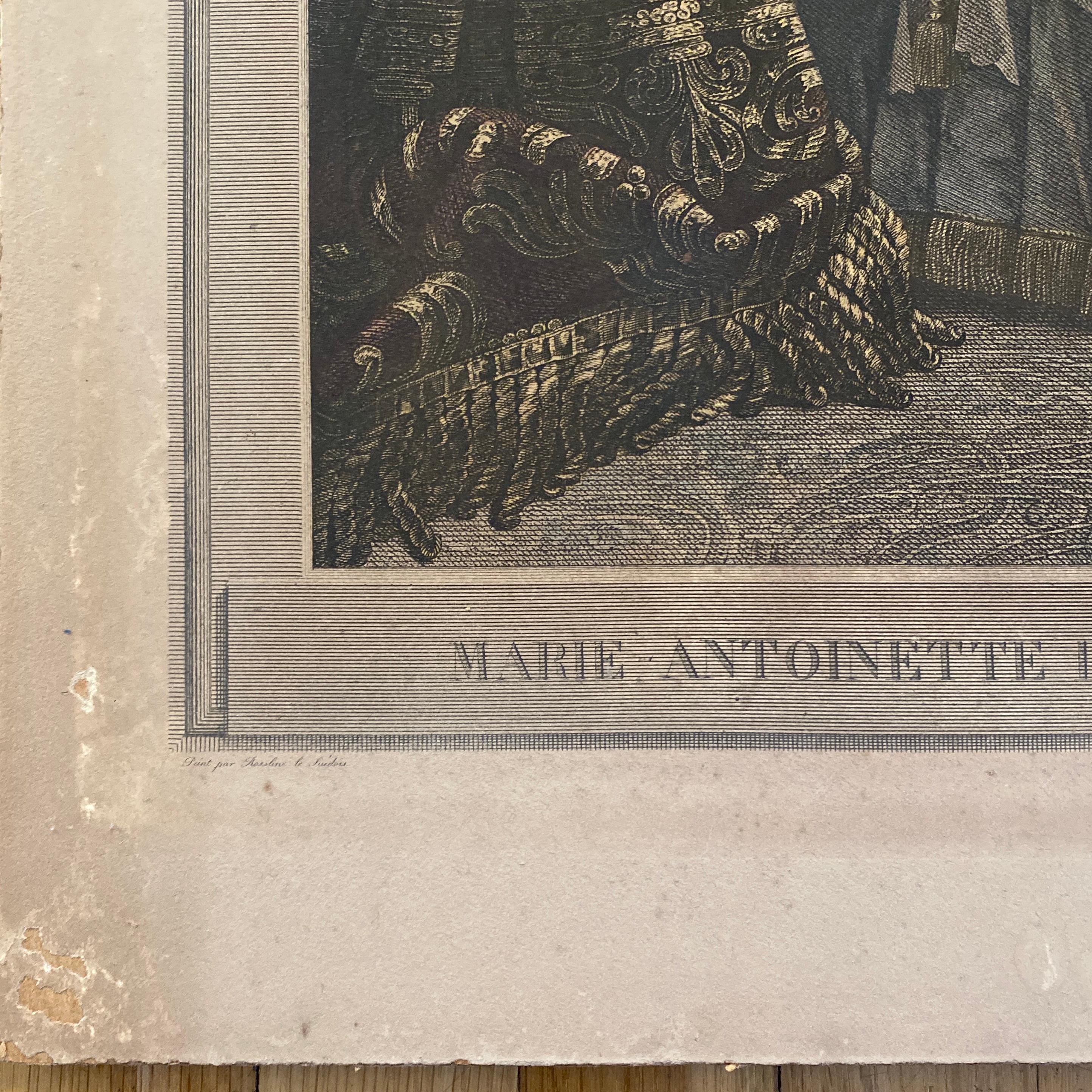 Antique French Lithograph Portrait of Marie Antoinette and Louis The Sixteenth 4