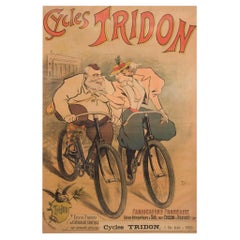 Used French Lithograph Poster "Cycles Tridon" by Maurice Lourdey circa 1900