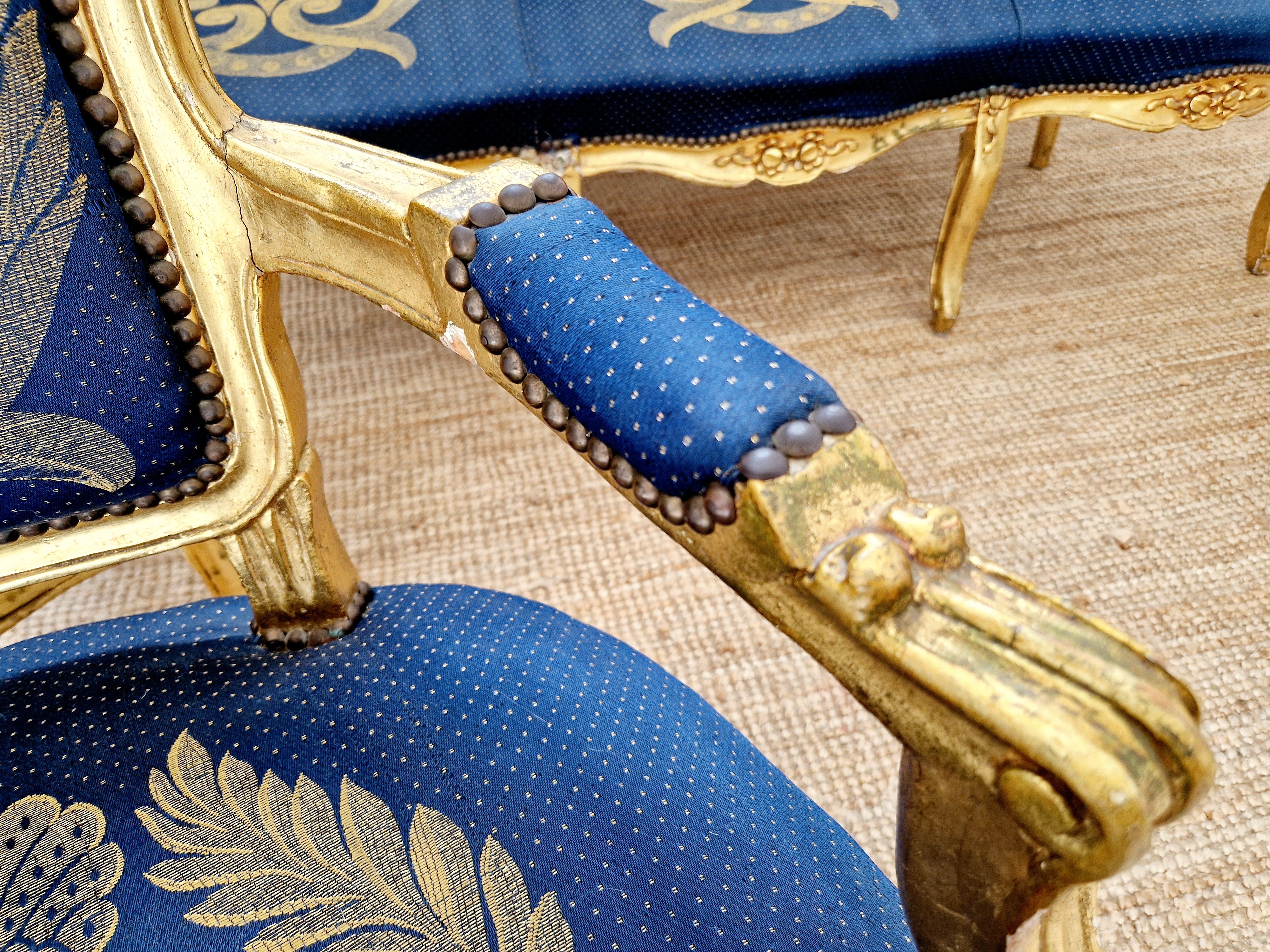 Antique French Living Room Set Sofá Y Sillas en venta 5
