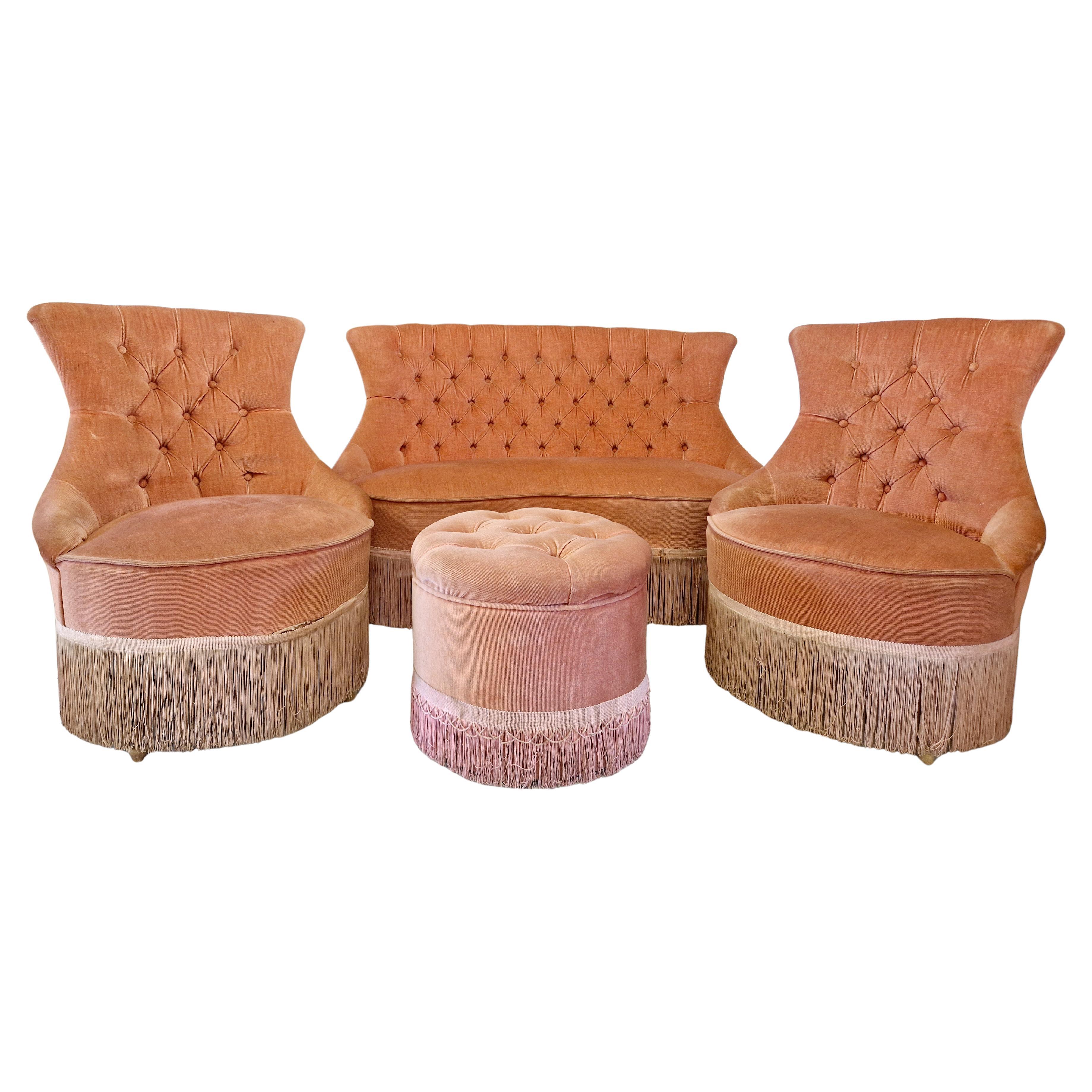 Antique French Living Room Set Sofa and Chairs