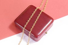 Antique French Long Cable Chain in 18k Rose Gold