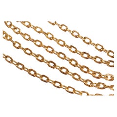 Antique French Long Cable Chain in 18k Rose Gold