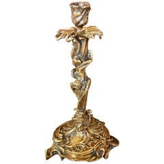 Antique bougeoir français Louie XV en bronze doré
