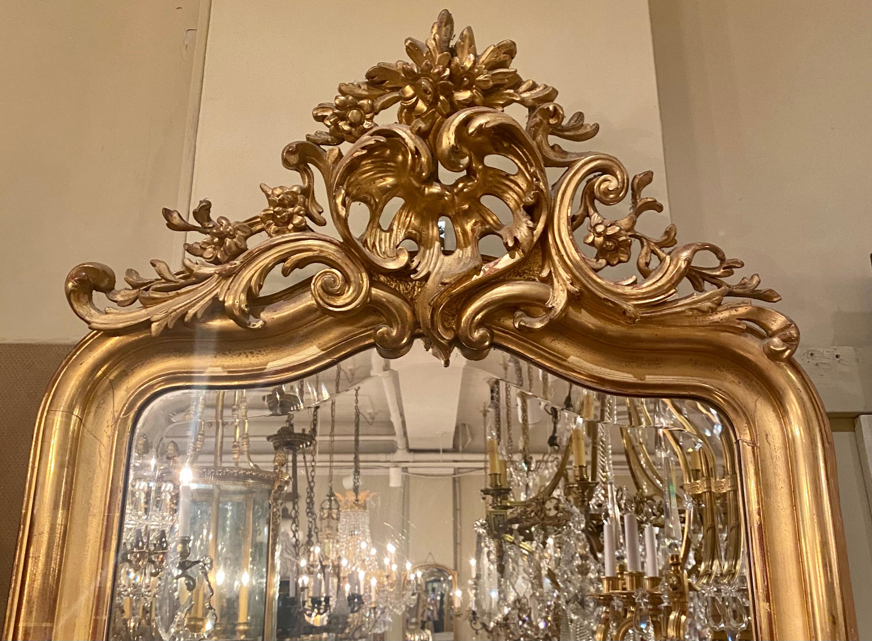 Antique French Louis XV gold leaf beveled mirror, circa 1870

MIR225.