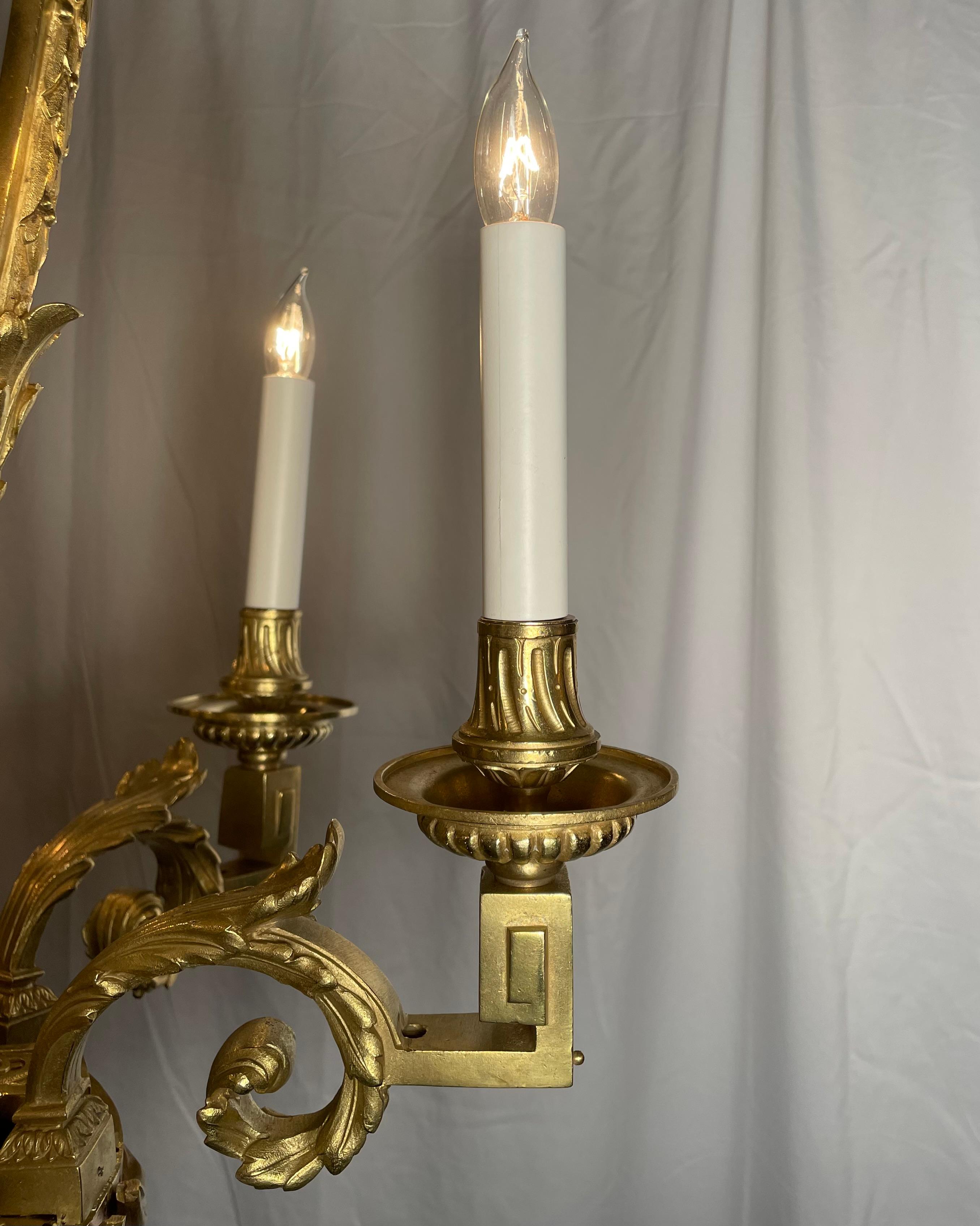 Antique French Louis 16th Six Light Bronze Chandelier circa 1890 For Sale 1