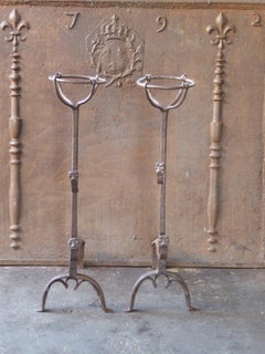 Antique French Louis III Andirons or Firedogs, 17th Century