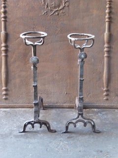 Antique French Louis III Andirons or Firedogs, 17th Century
