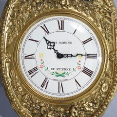 Antique French Louis Jaquine Brass Wag-on-the Wall Clock 19th C