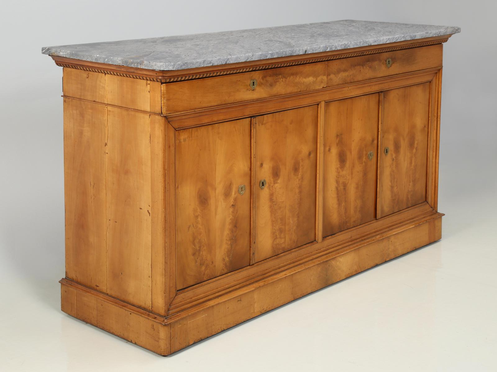 Hand-Crafted Antique French Louis Philippe Buffet circa 1825 in Cherrywood with Marble Top