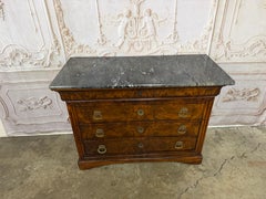 Antique French Louis Philippe Burl Walnut Commode-Marble Top