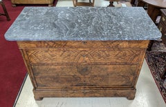 Antique French Louis Philippe Burl Walnut Marble-Top Commode