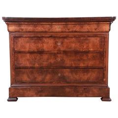 Antique French Louis Philippe Burled Walnut Chest of Drawers, circa 1840
