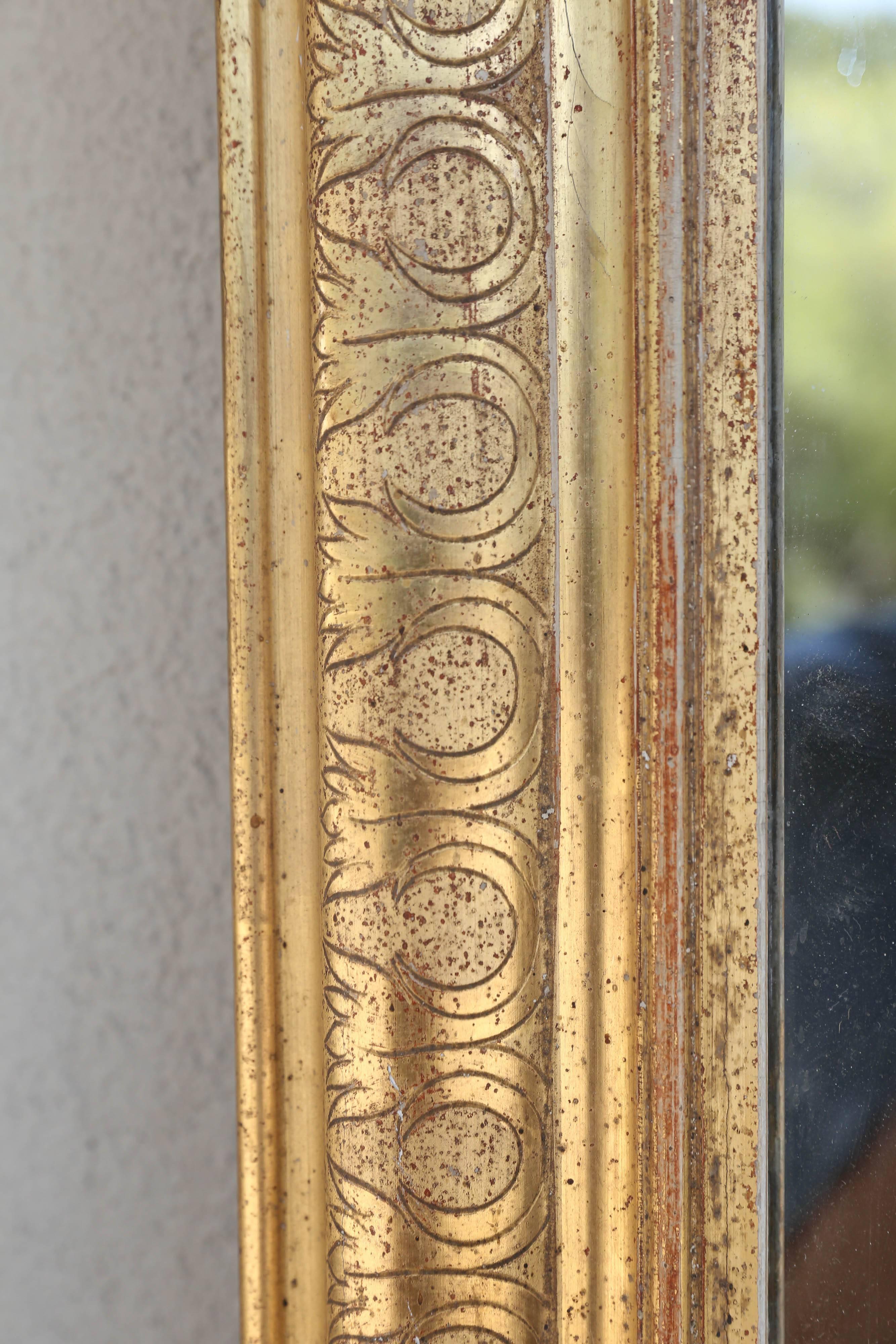 Antique French Louis Philippe Carved Gilt Mirror with Original Glass 2