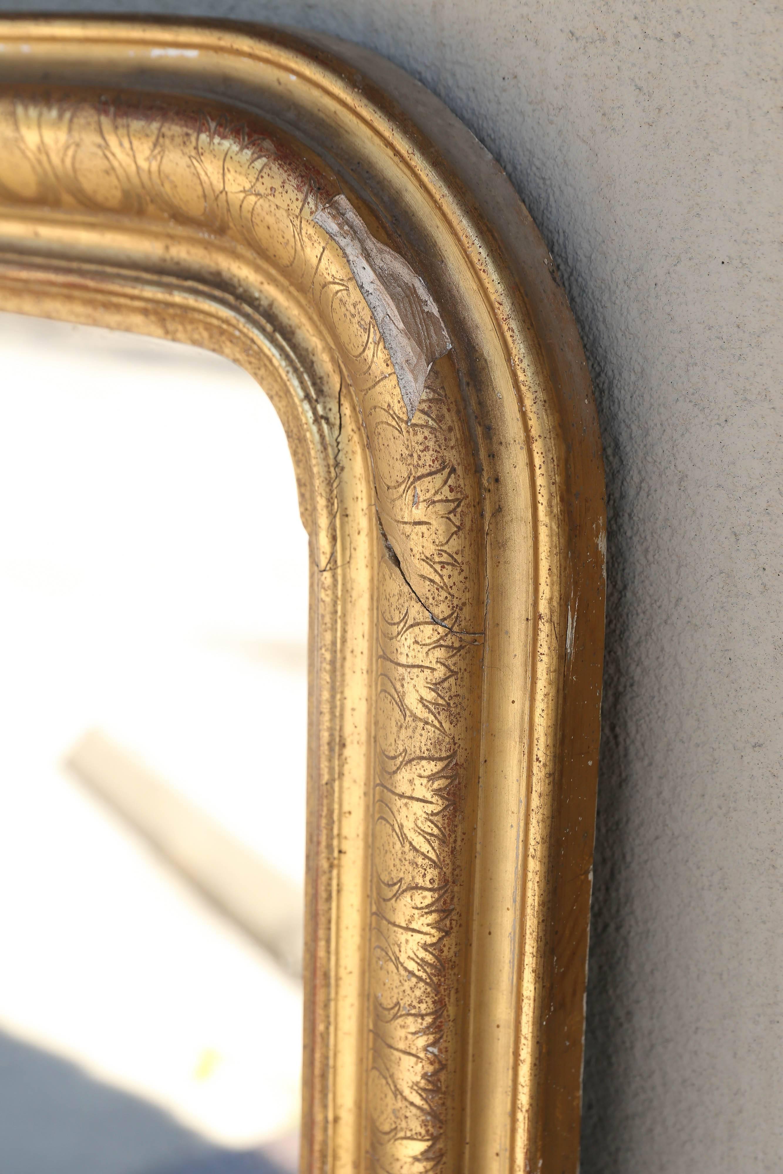 Antique French Louis Philippe Carved Gilt Mirror with Original Glass 3