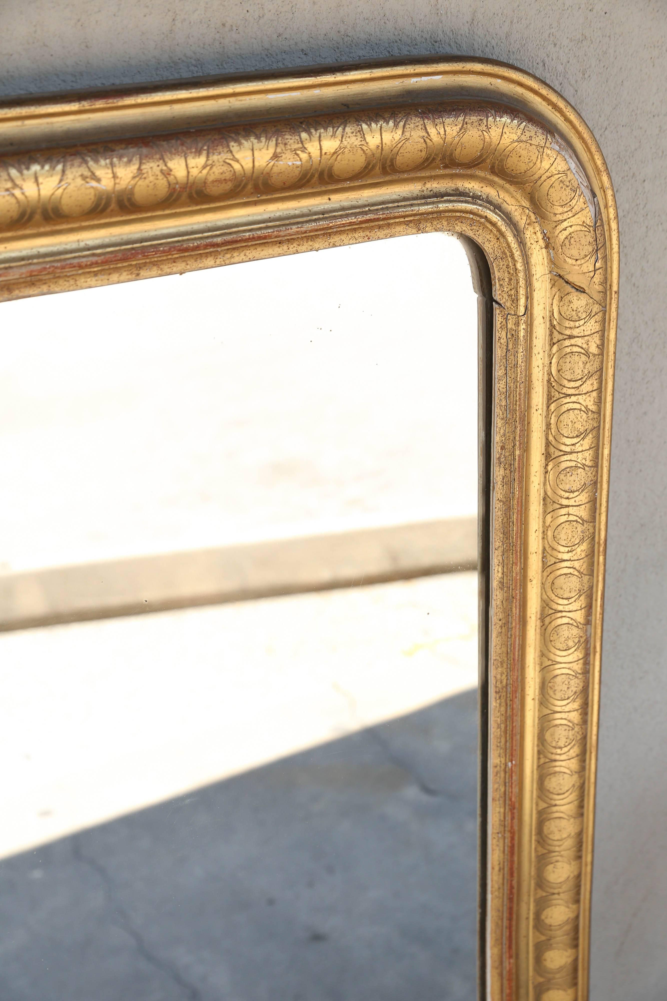 Antique French Louis Philippe Carved Gilt Mirror with Original Glass 5