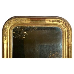Antique French Louis Philippe Carved Gilt Wood Mirror, Circa 1860.