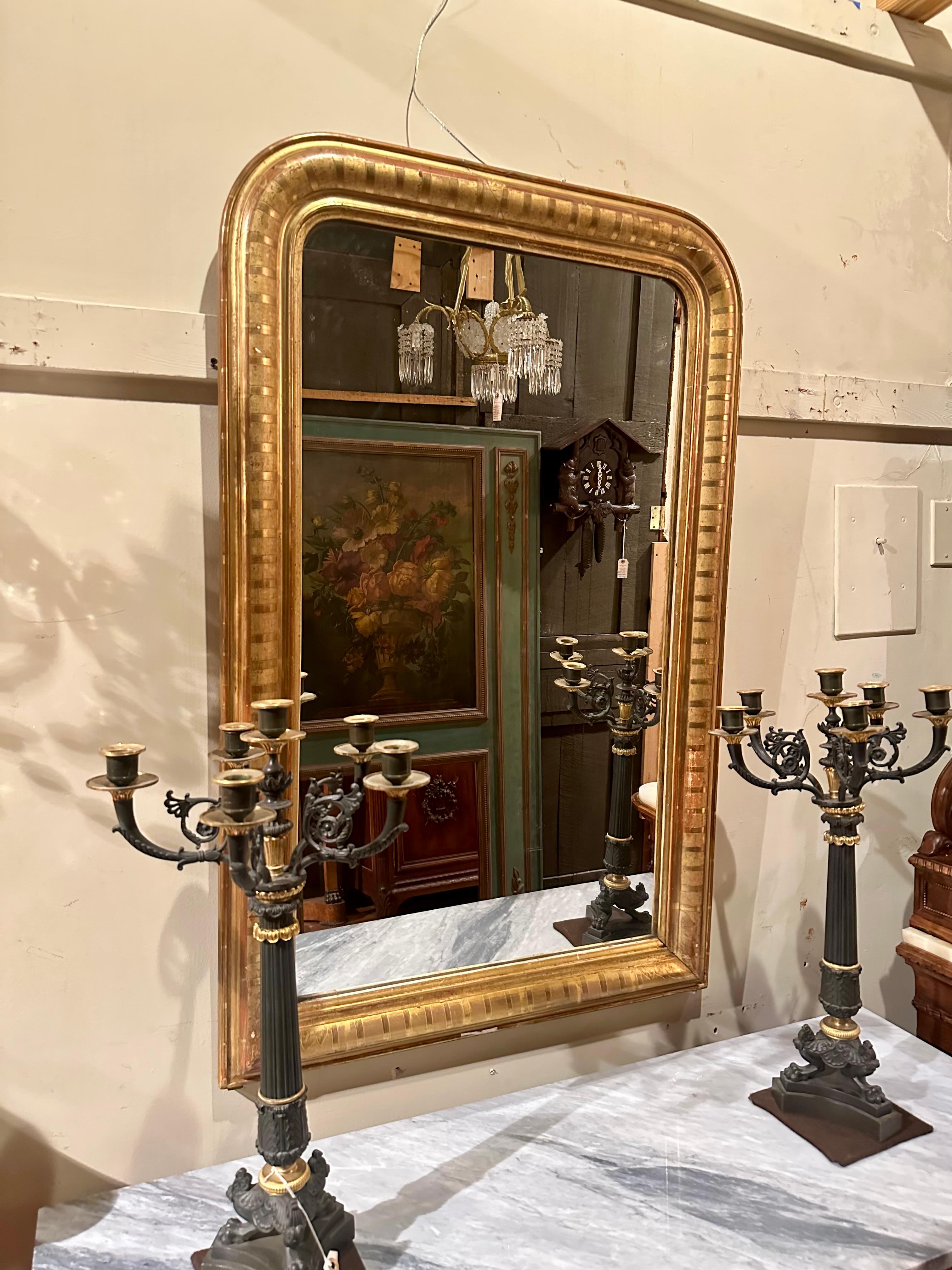 Antique French Louis Philippe Carved Gilt Wood Mirror, Circa 1880. For Sale 2