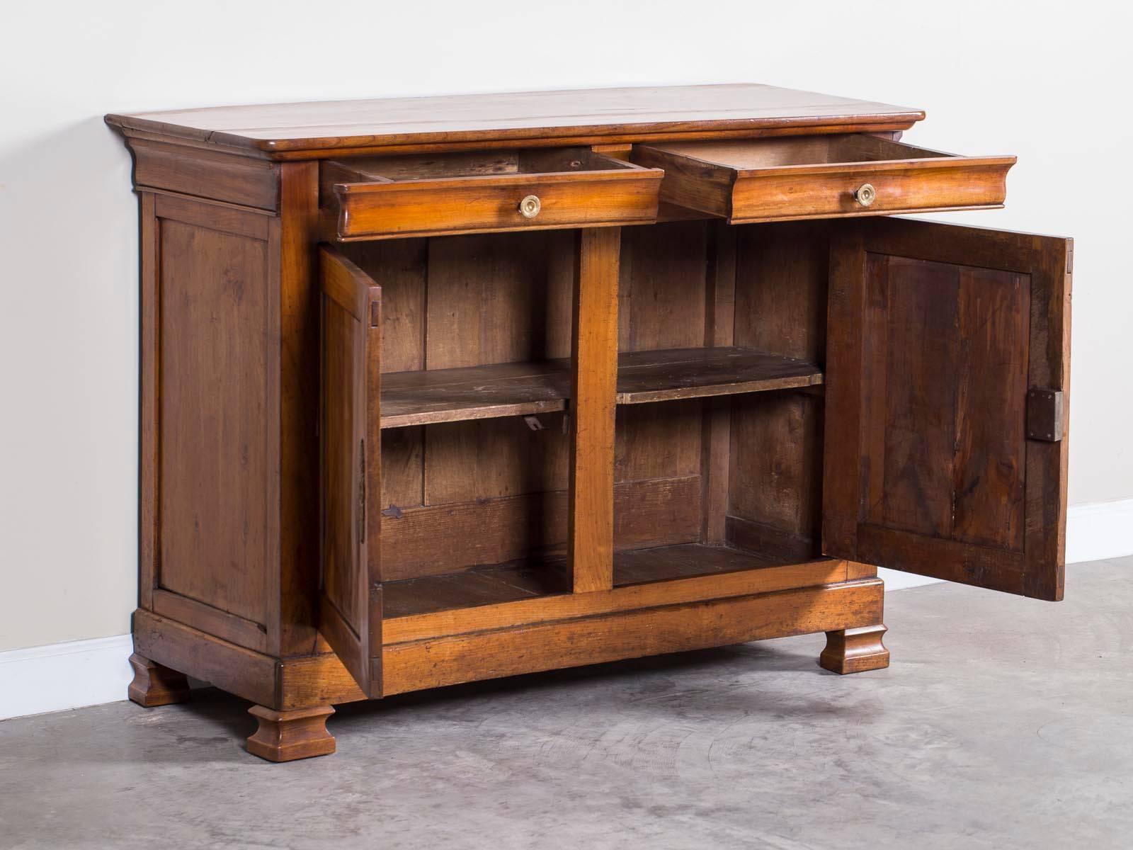 Carved Antique French Louis Philippe Cherrywood Credenza Buffet, circa 1850