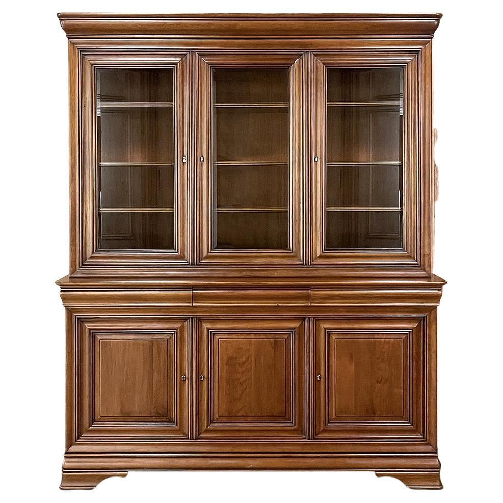 Antique French Louis Philippe Cherrywood Triple Bookcase ~ Bibliotheque