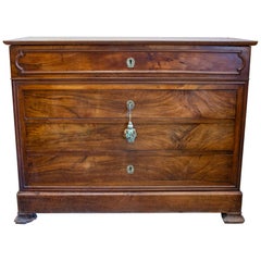 Antique French Louis Philippe Commode with Bureau Drawer in Mahogany