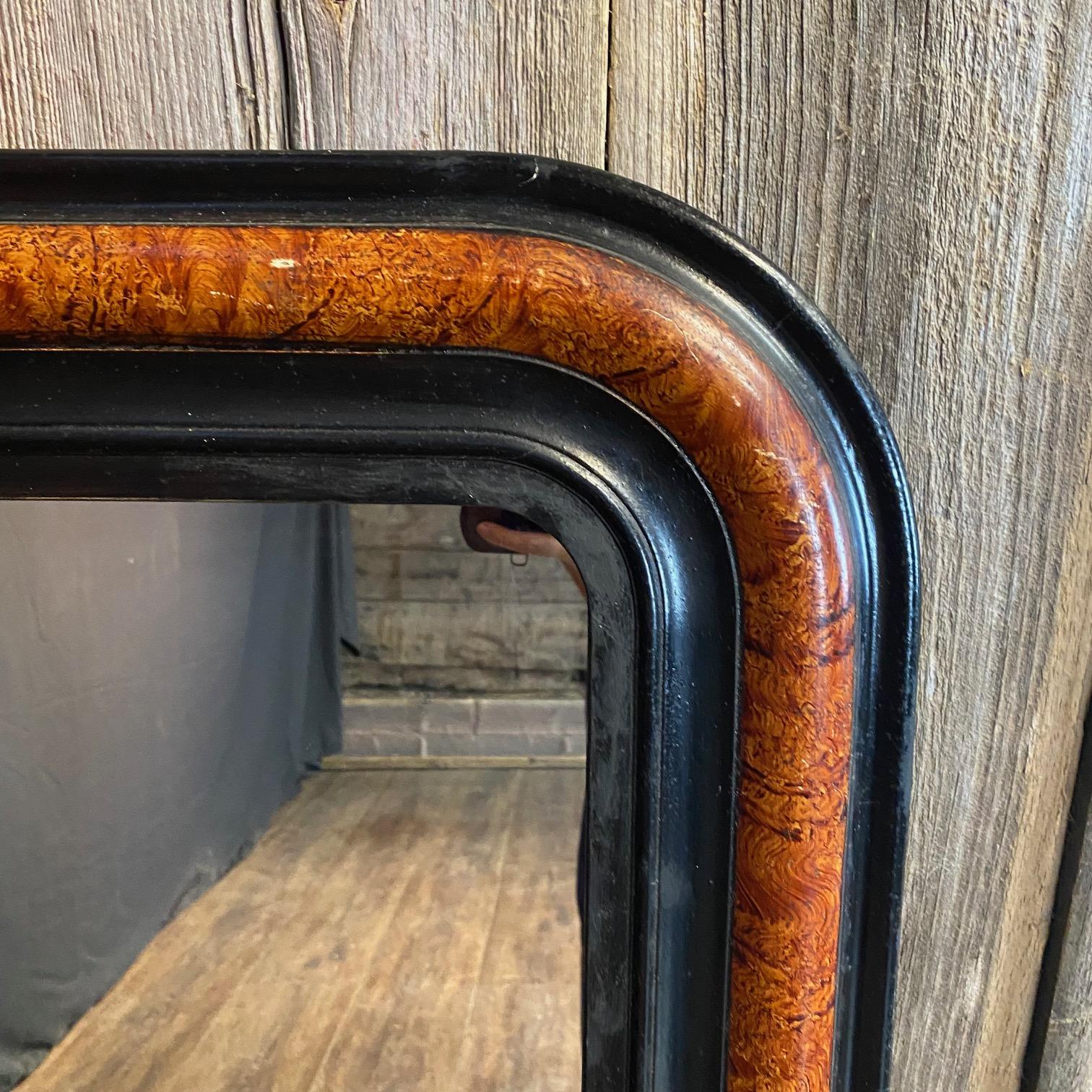 Fin du XIXe siècle Ancien miroir français Louis Philippe peint en faux en vente