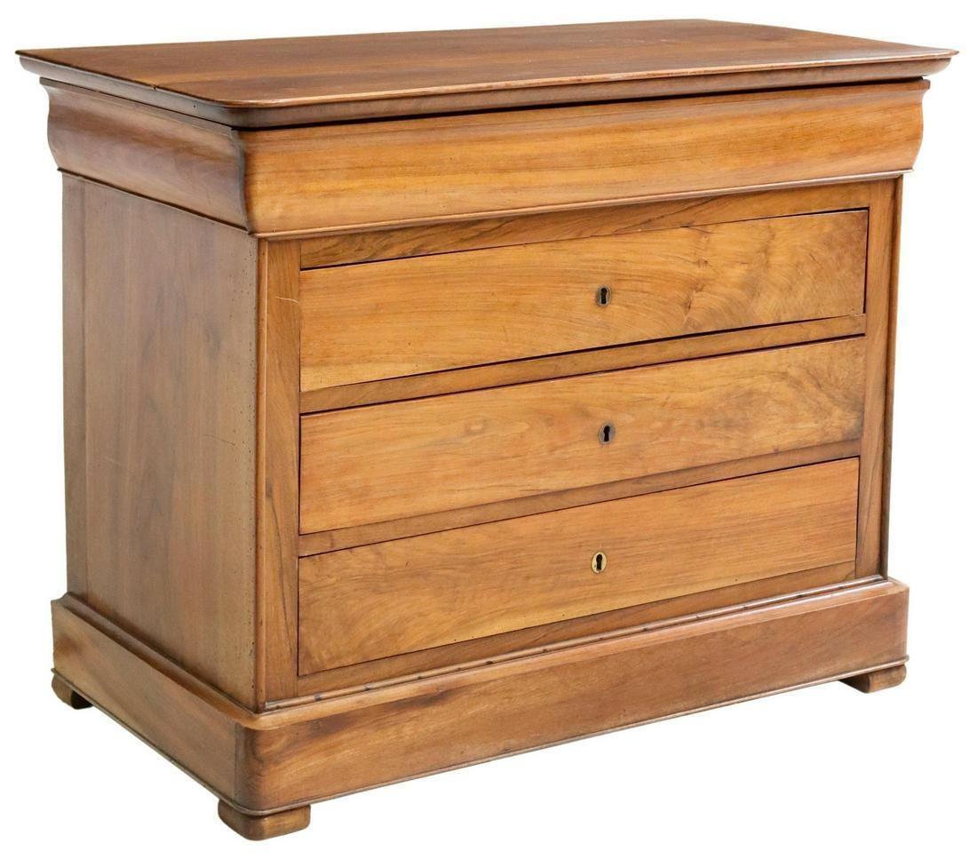 19th Century Antique French Louis Philippe Four Drawer Walnut Commode For Sale