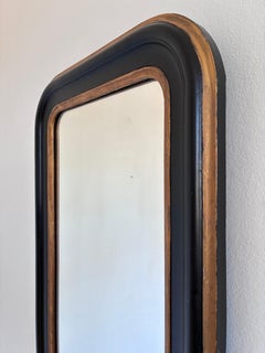 Antique French Louis Philippe Full Length Mirror – Black and Gold, Late 19th Cen