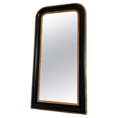 Antique French Louis Philippe Full Length Mirror – Black and Gold, Late 19th Cen