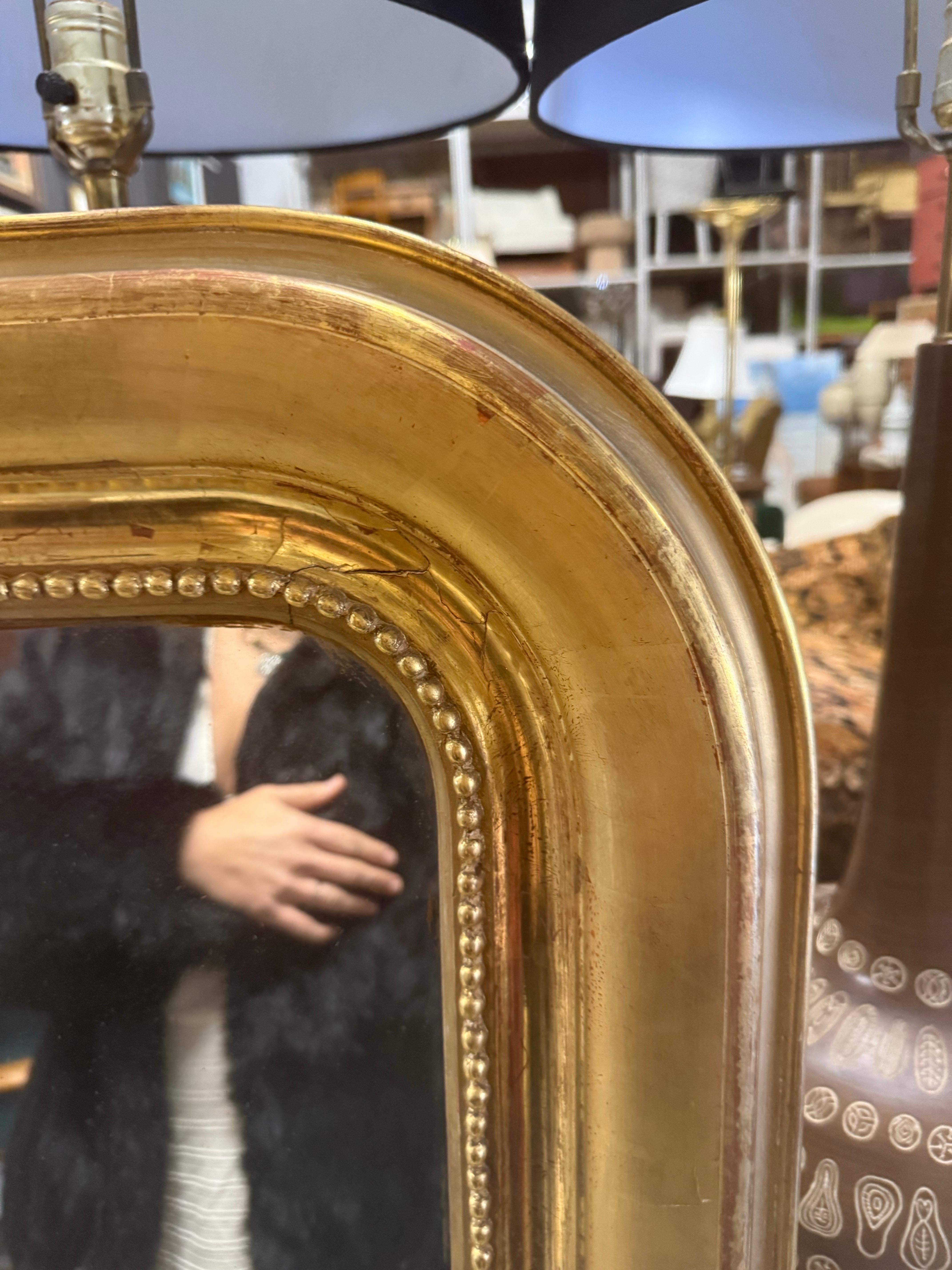 Antique French Louis Philippe Gilt Statement Wall Floor Mirror Circa 1880 in vendita 3